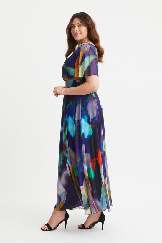 Isabelle Navy Mirage Float Sleeve Maxi Dress