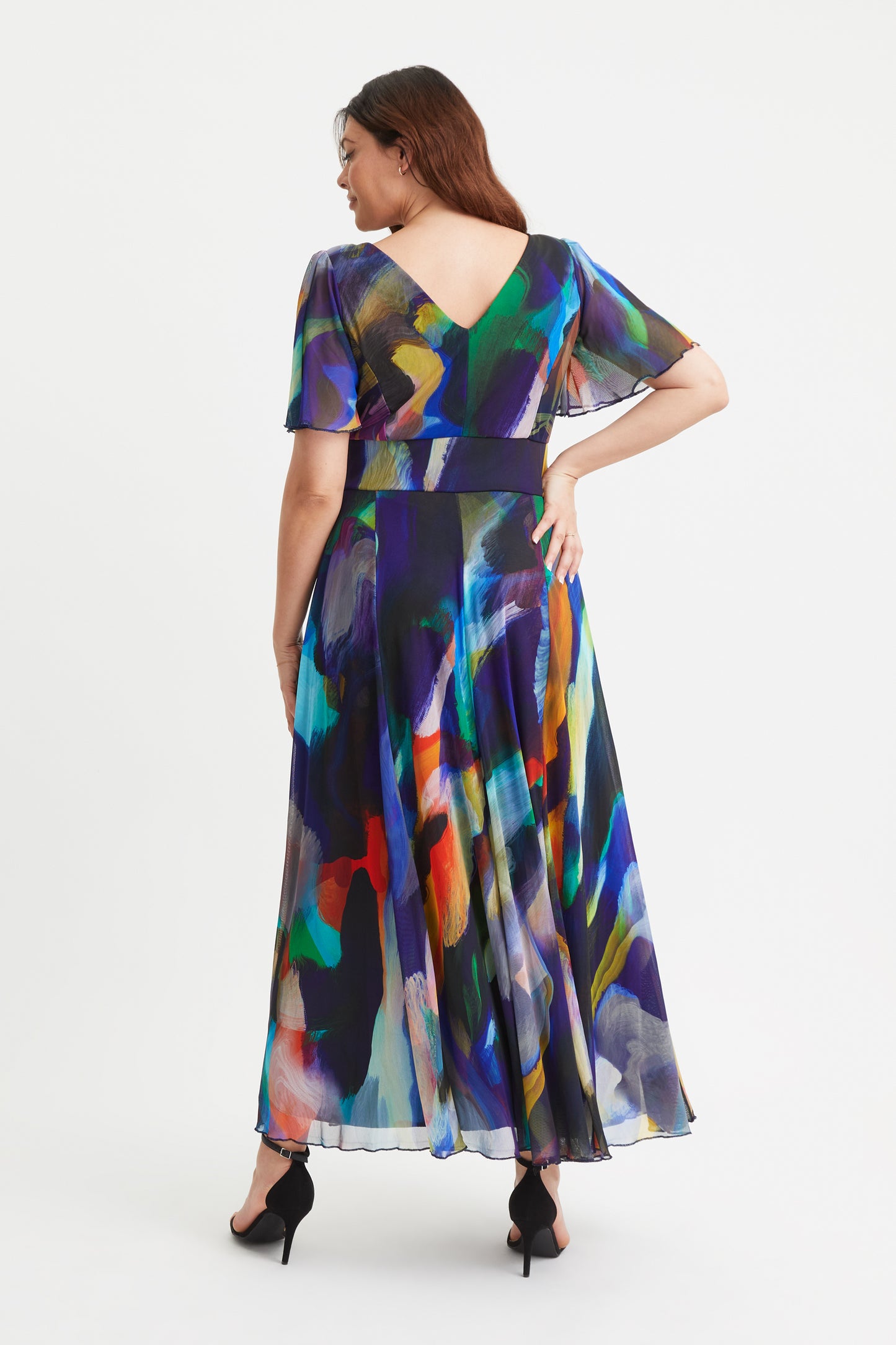 Isabelle Navy Mirage Float Sleeve Maxi Dress