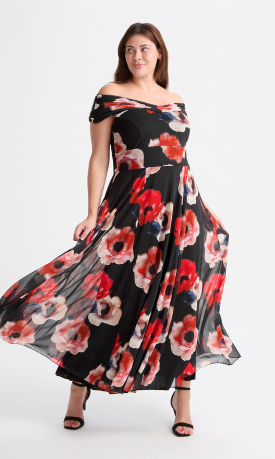 Bardot Black Red Maxi Dress