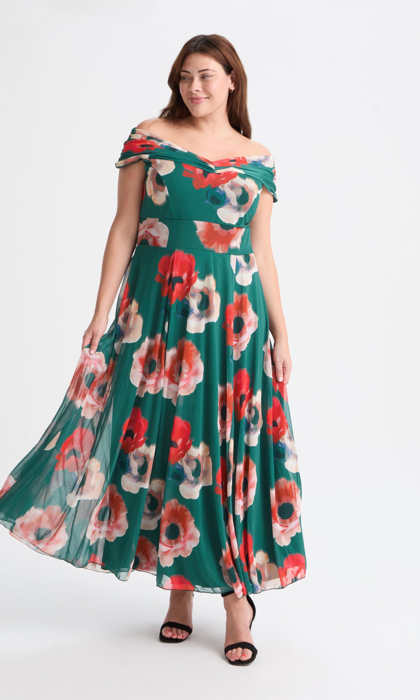 Bardot Teal Red Maxi Dress