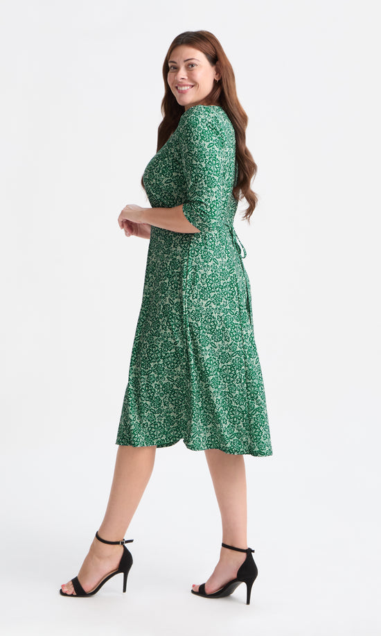 Keyhole Teal Cream Midi Dress