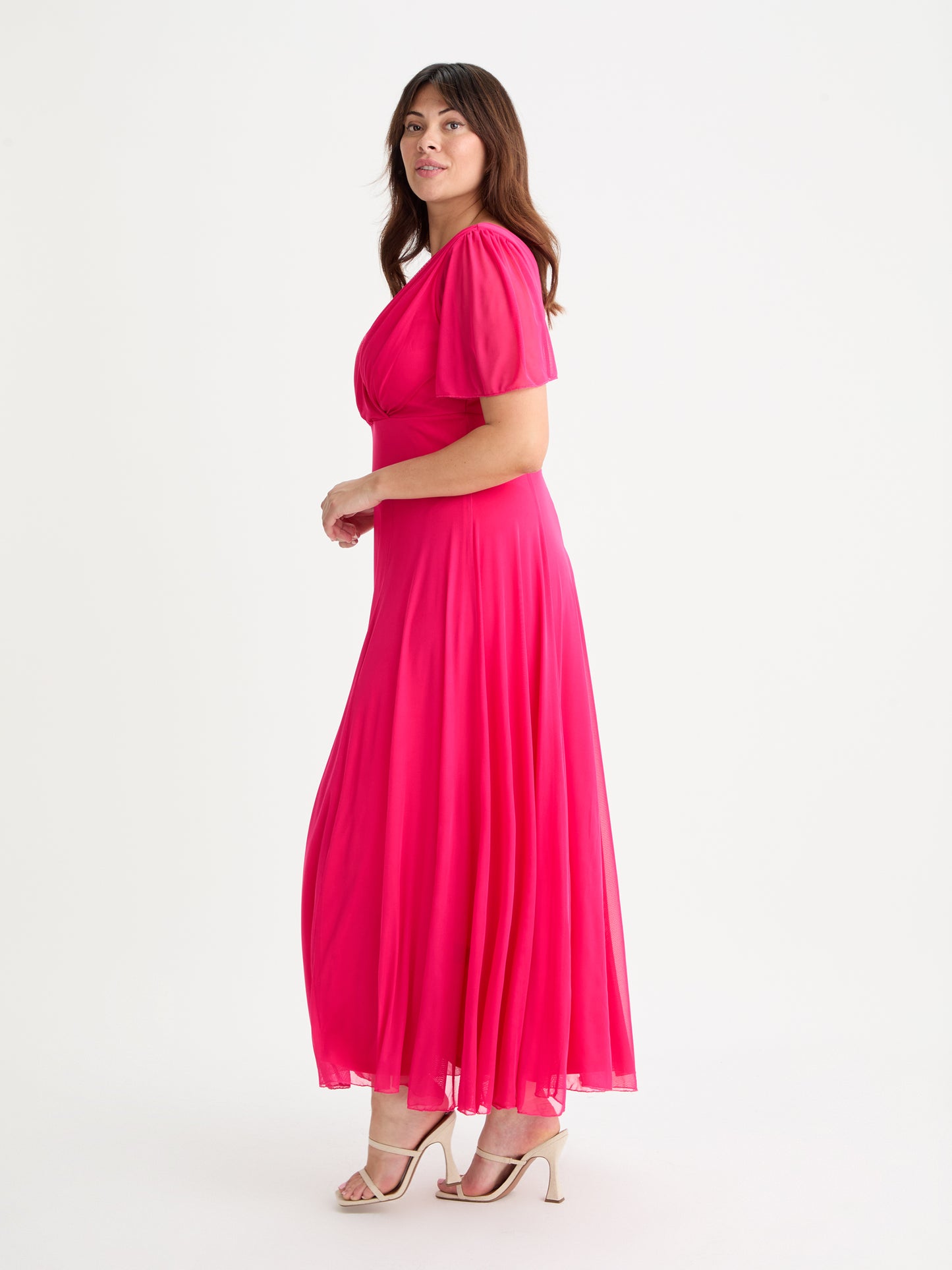 Isabelle Cerise Float Sleeve Maxi Dress