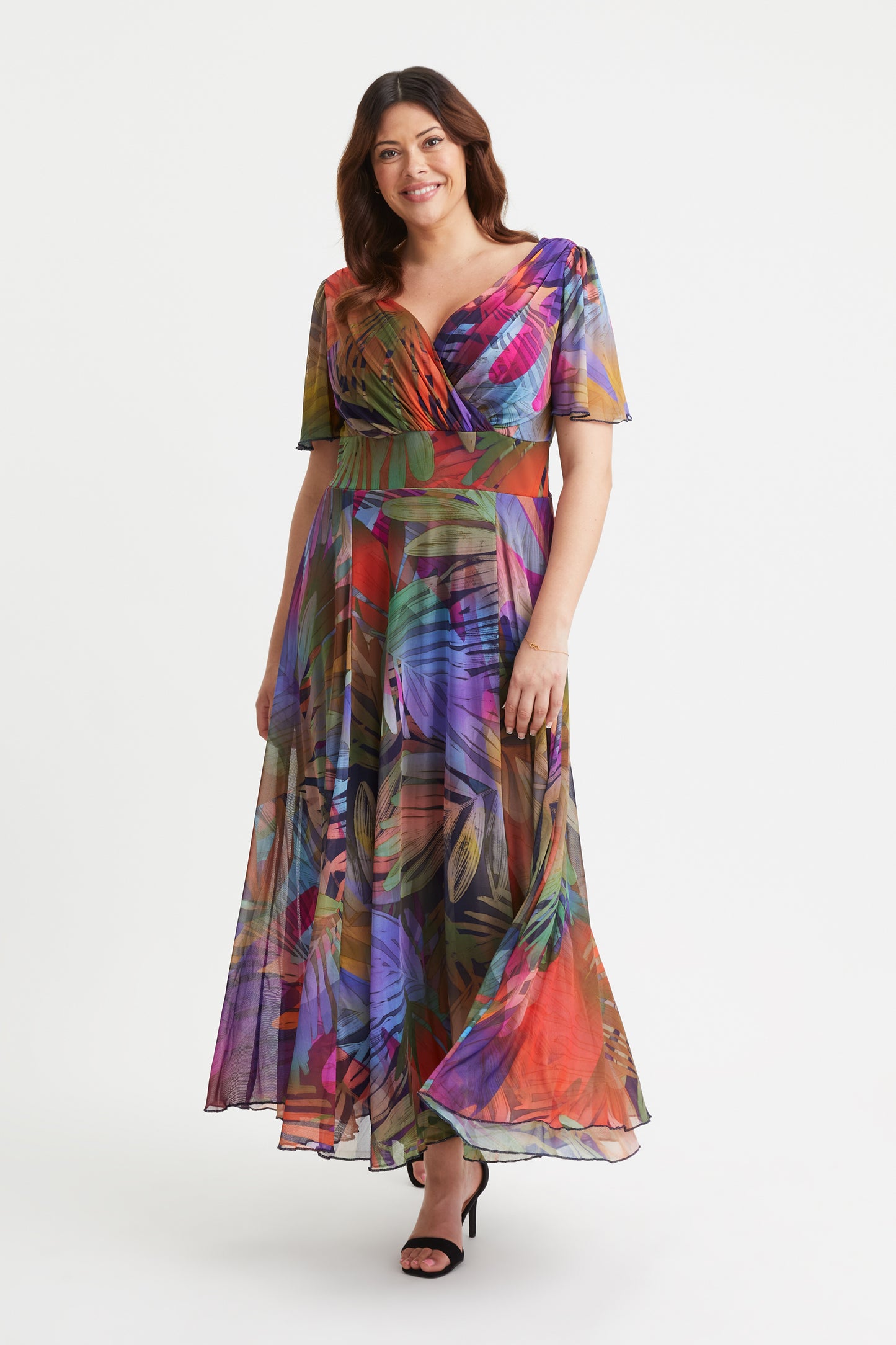 Isabelle Multi Tropical Float Sleeve Maxi Dress