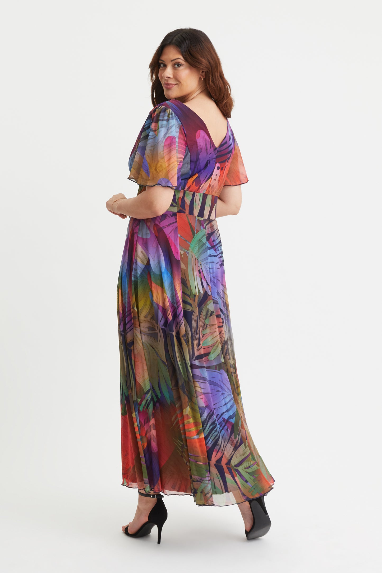 Isabelle Multi Tropical Float Sleeve Maxi Dress