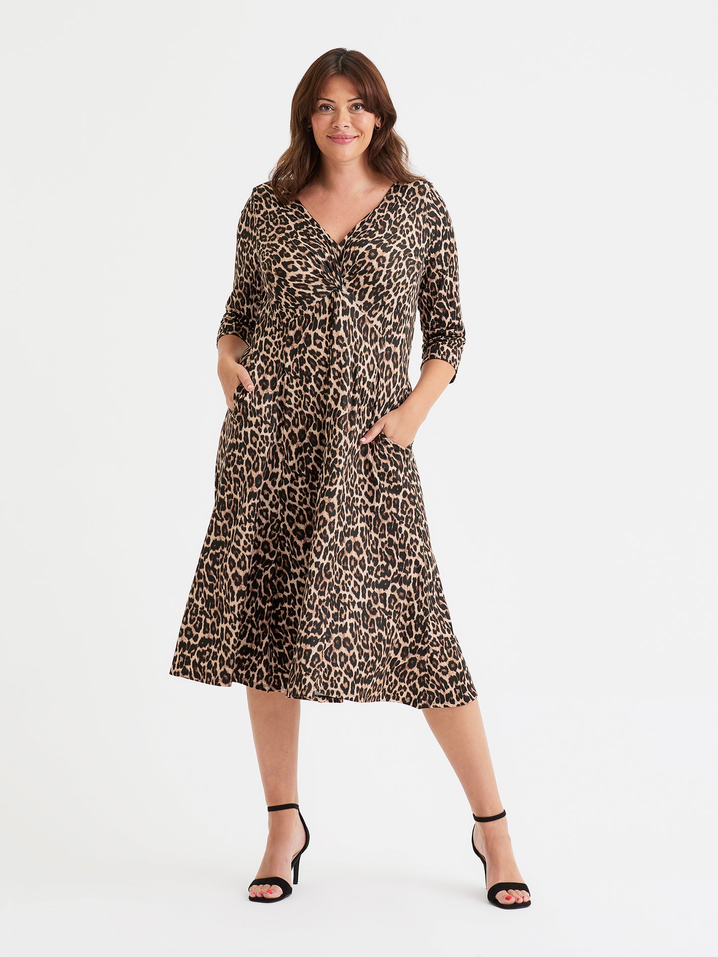 Claudia Leopard Peach Touch Jersey Knot Front Dress