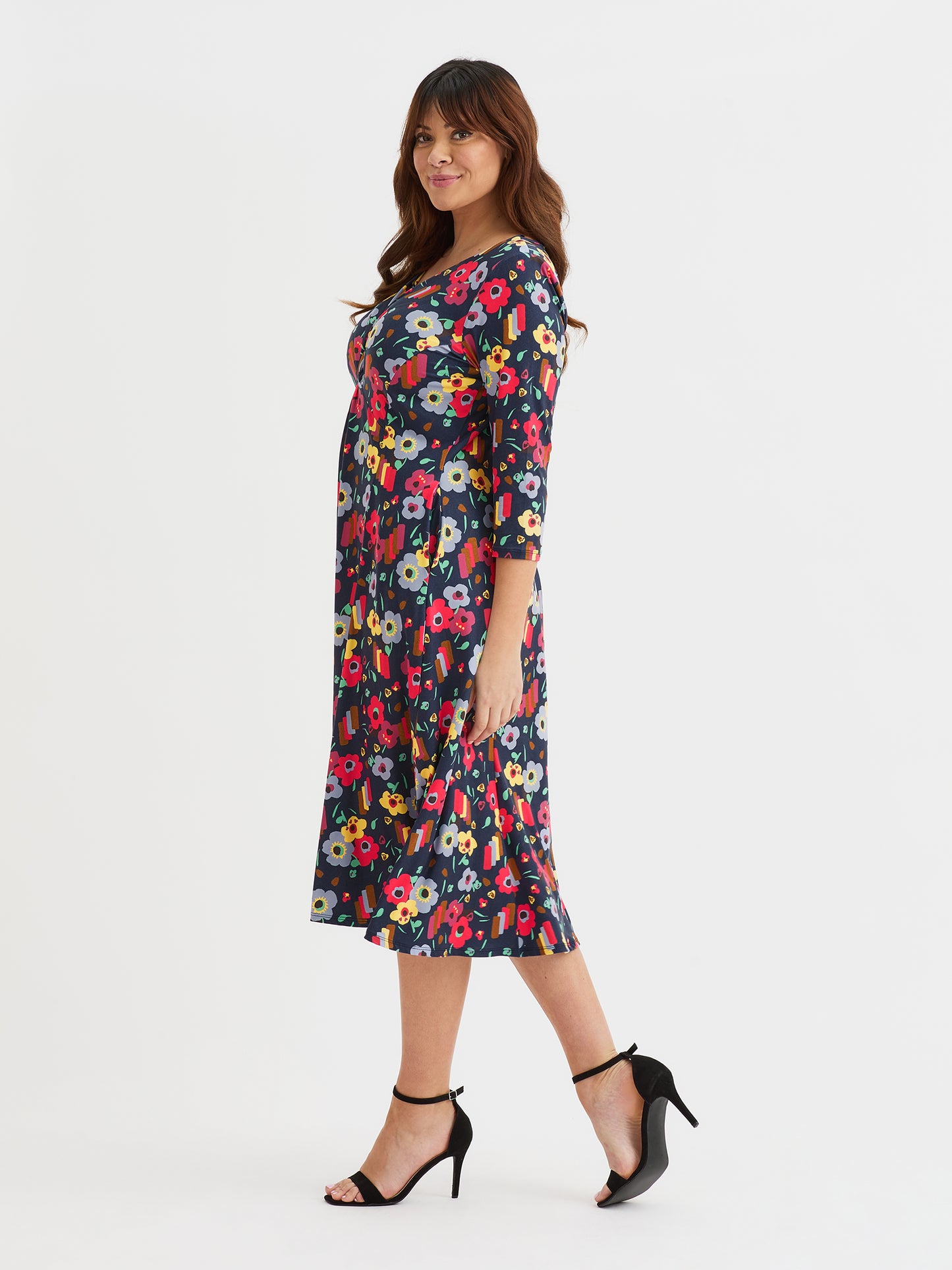 Claudia Harriet Print Jersey Knot Front Dress