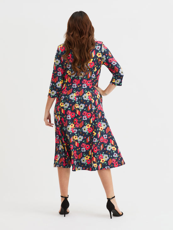 Claudia Harriet Print Jersey Knot Front Dress