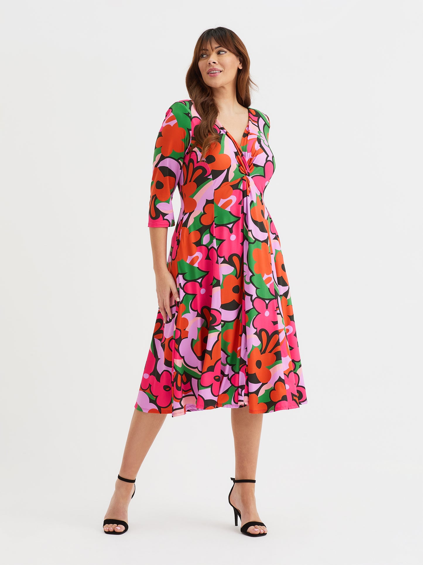 Claudia 'Pucci' Print Jersey Knot Front Dress