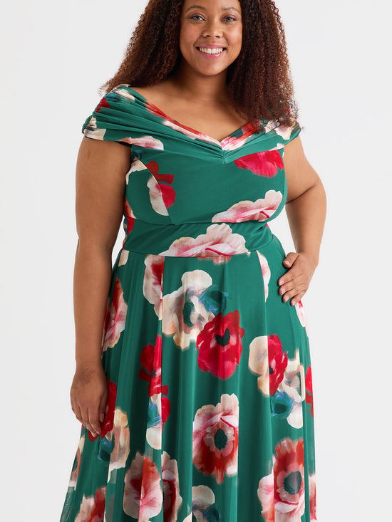 Bardot Teal Red Maxi Dress