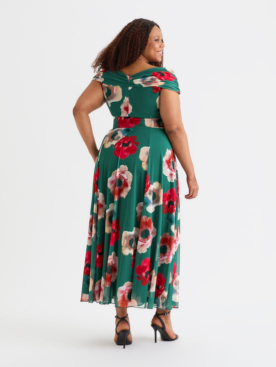 Bardot Teal Red Maxi Dress