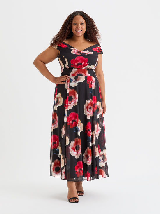 Bardot Black Red Maxi Dress