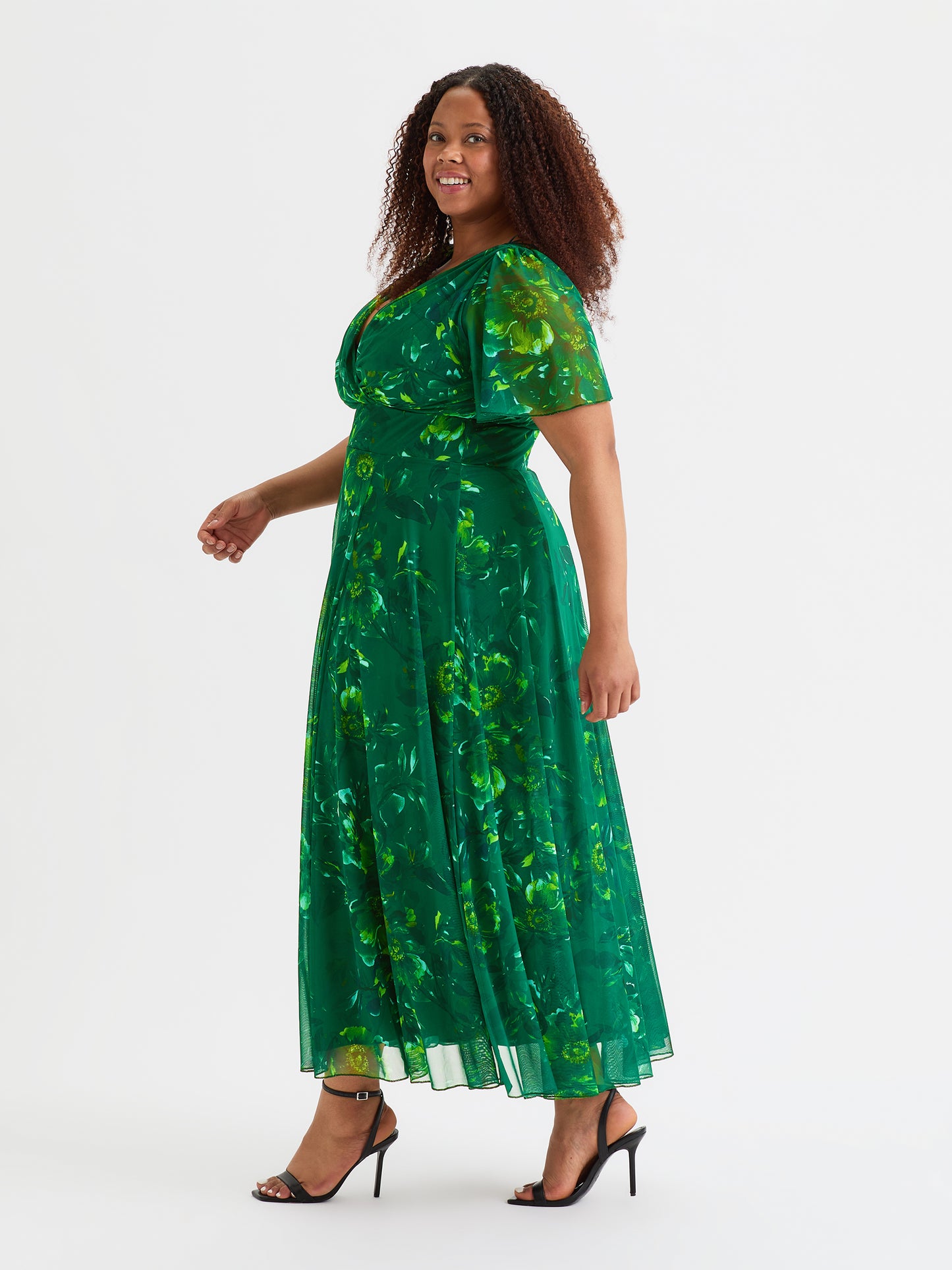 Isabelle Green Chartreuse Float Sleeve Maxi Dress