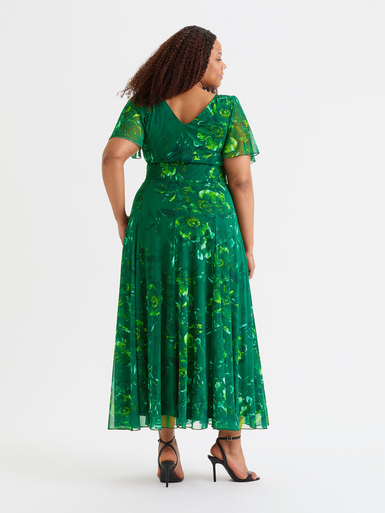 Isabelle Green Chartreuse Float Sleeve Maxi Dress