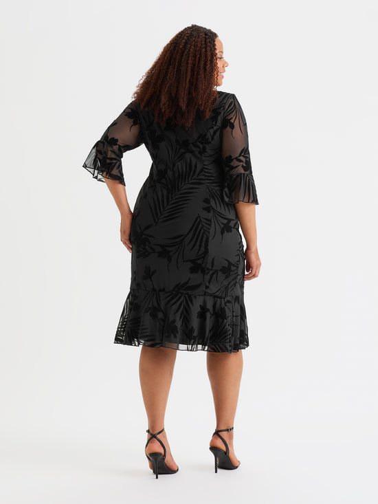 Black Velvet Flock Flapper Dress