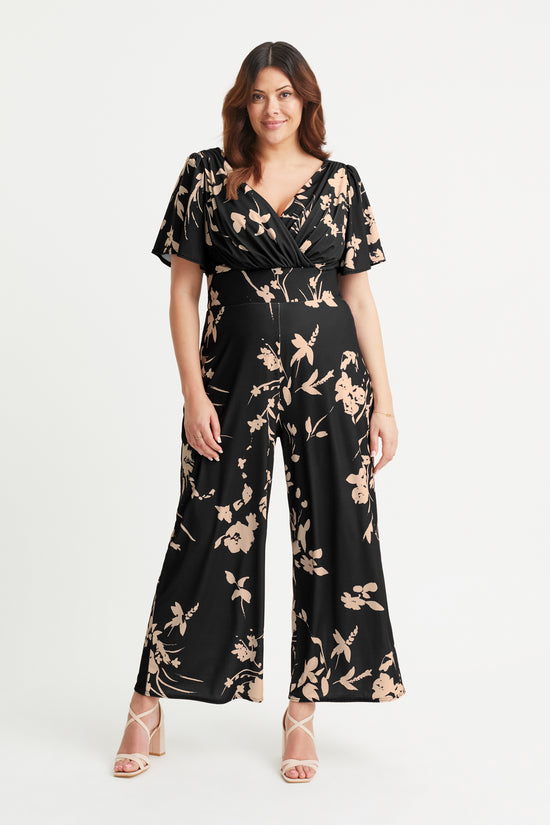 Black Cream Wrap Lounge Jumpsuit