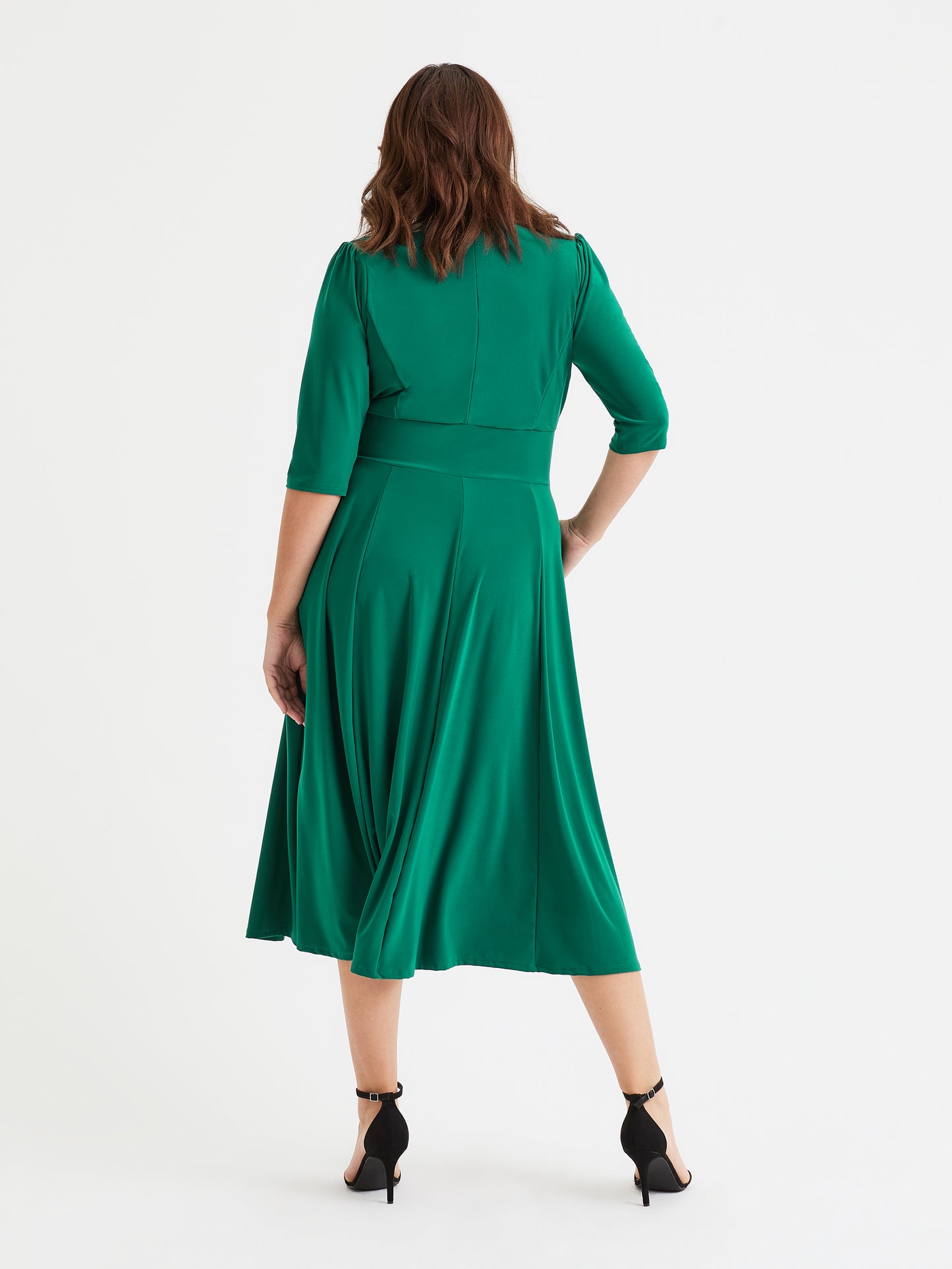 Helena Solid Green Midi Dress