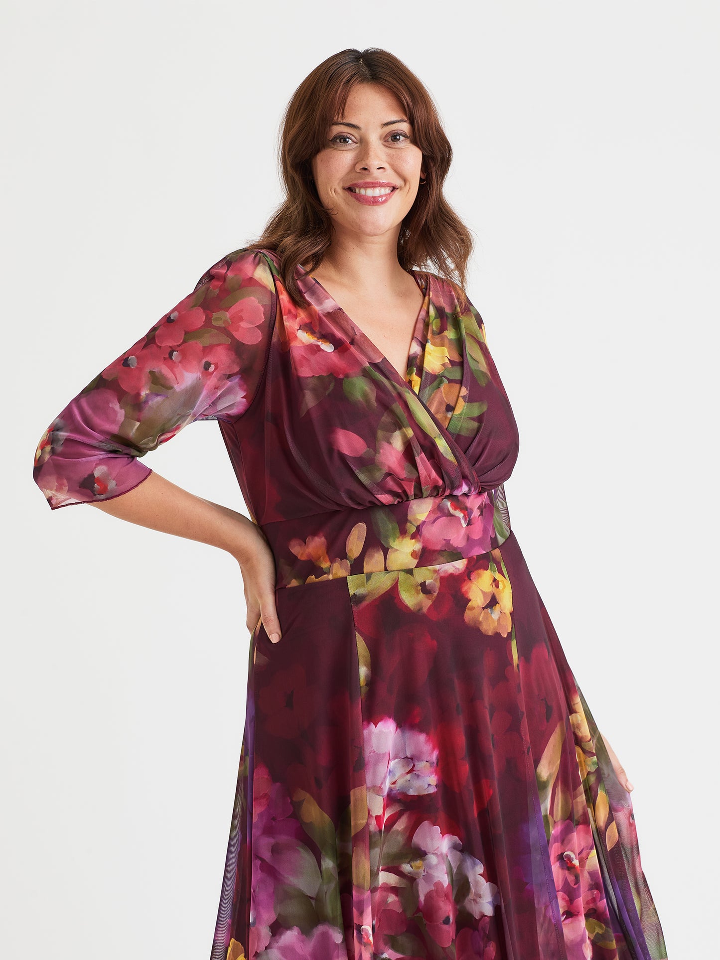 Verity Magenta Floral Print Maxi Gown