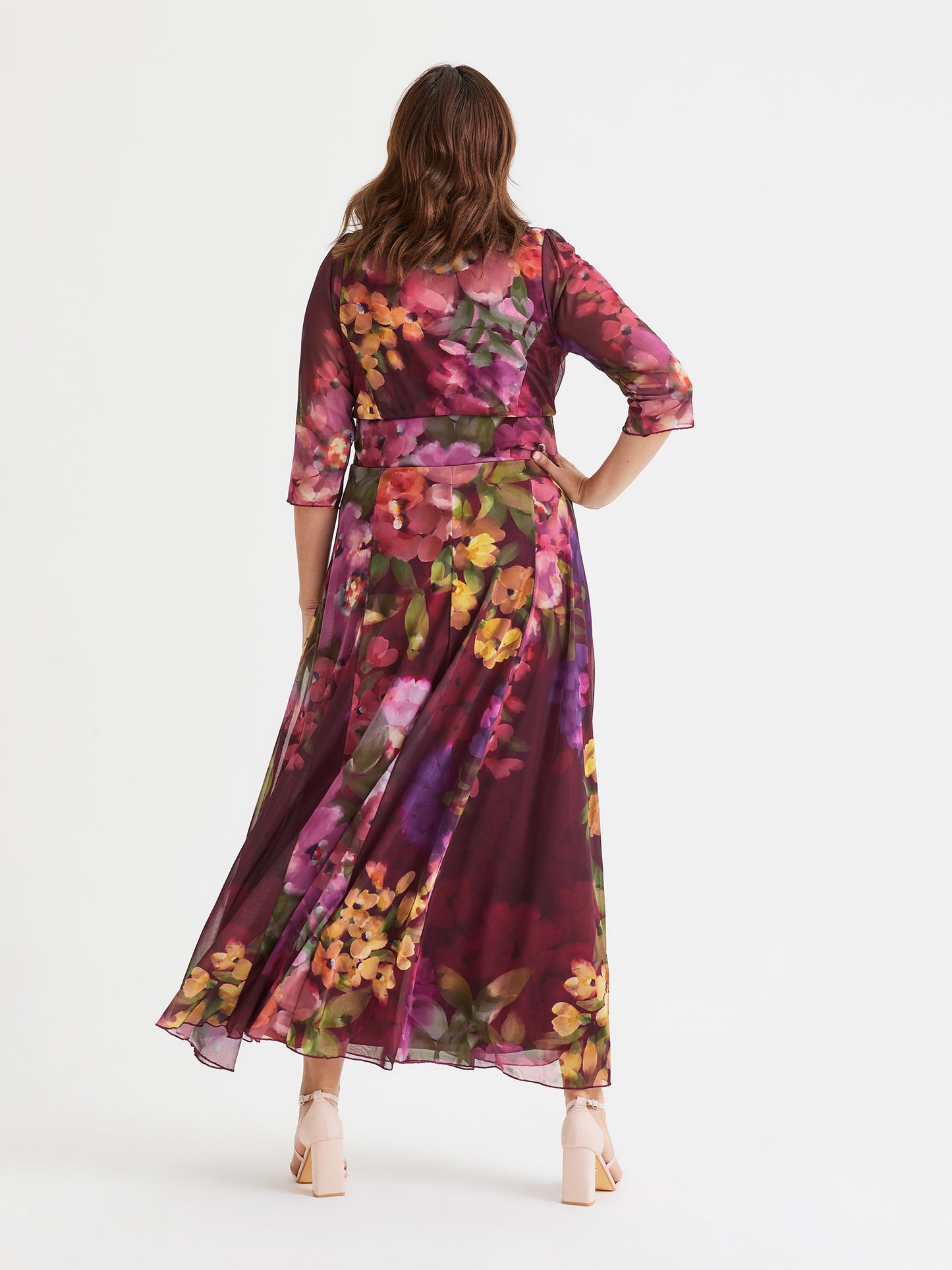 Verity Magenta Floral Print Maxi Gown