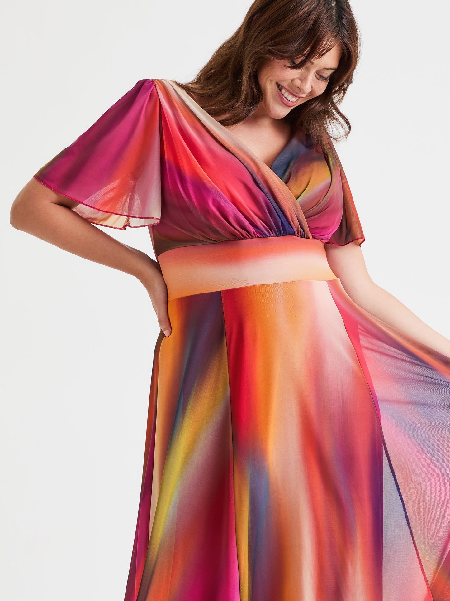 Isabelle Pink Ombre Float Sleeve Maxi Dress