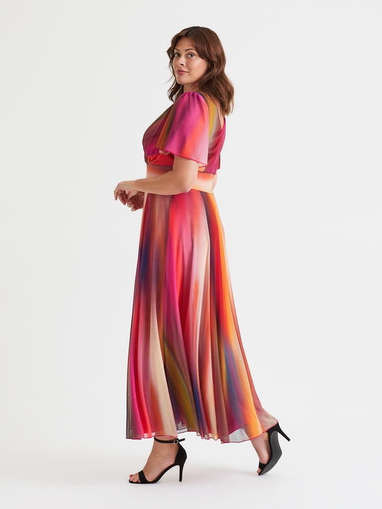 Isabelle Pink Ombre Float Sleeve Maxi Dress