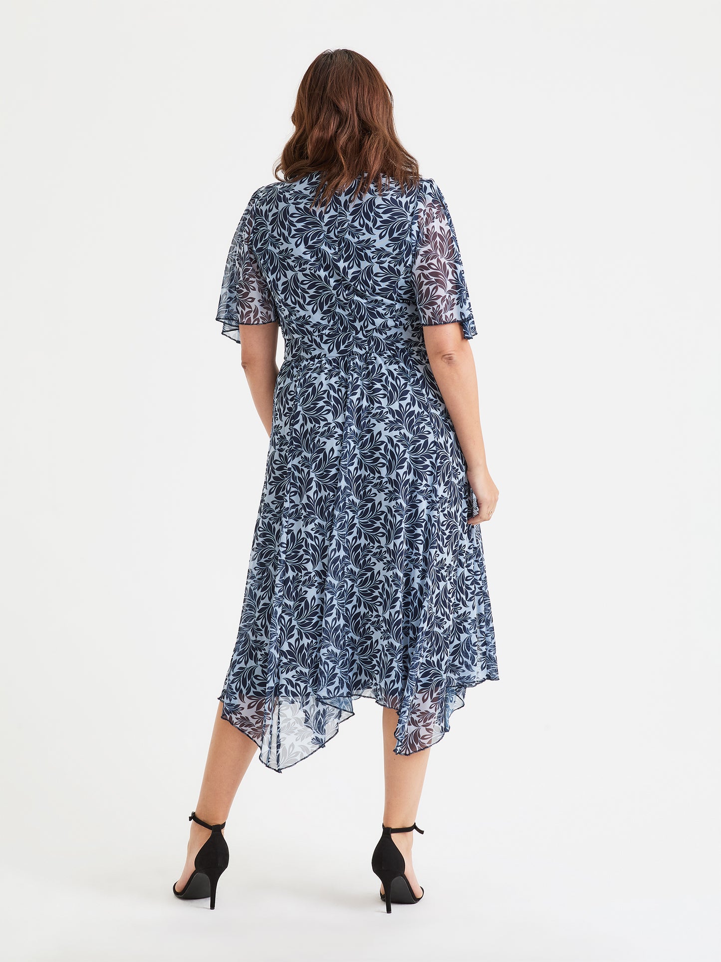 Julie Navy Flower Hanky Hem Dress