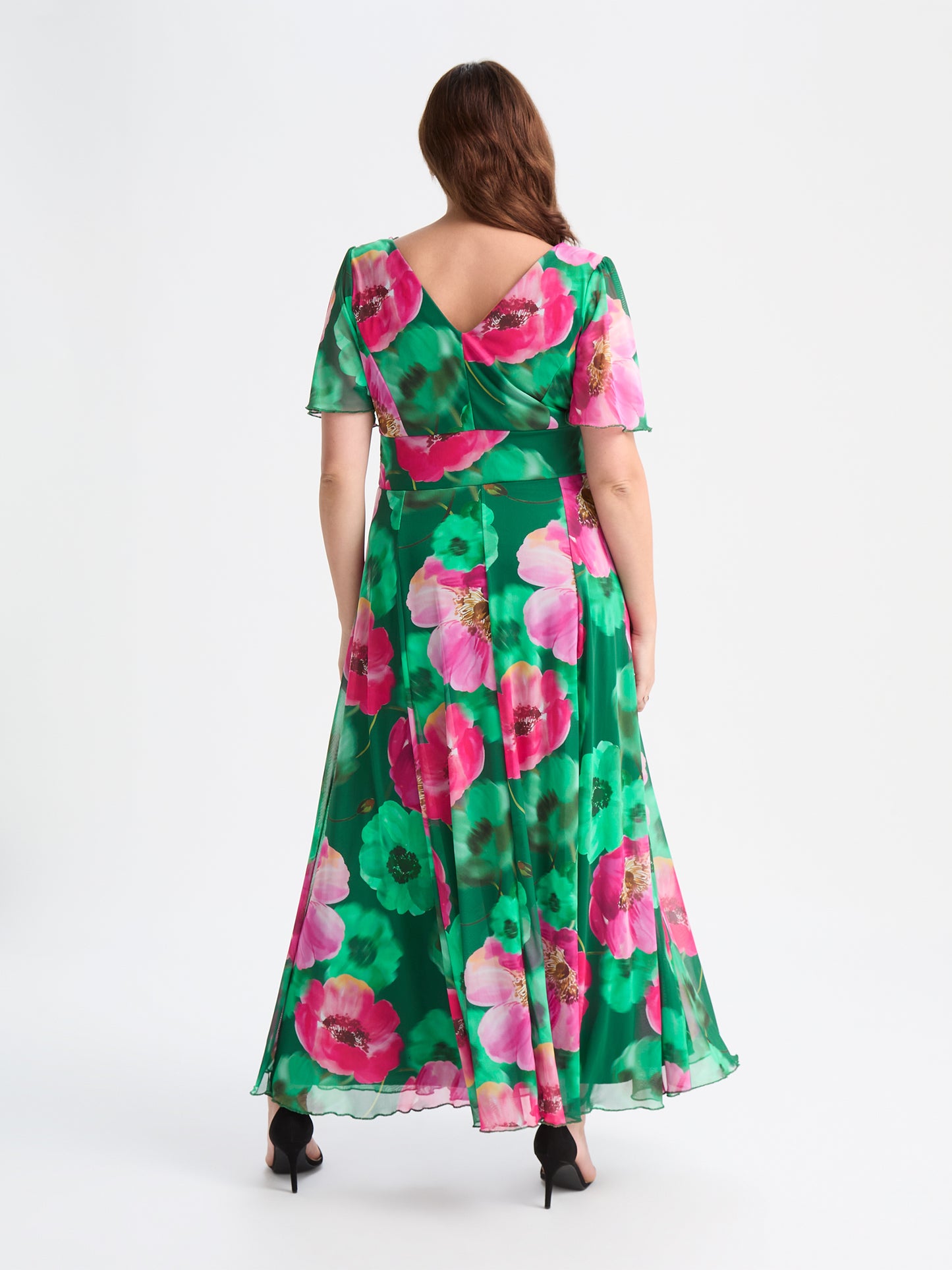 Isabelle Green Pink Float Sleeve Maxi Dress