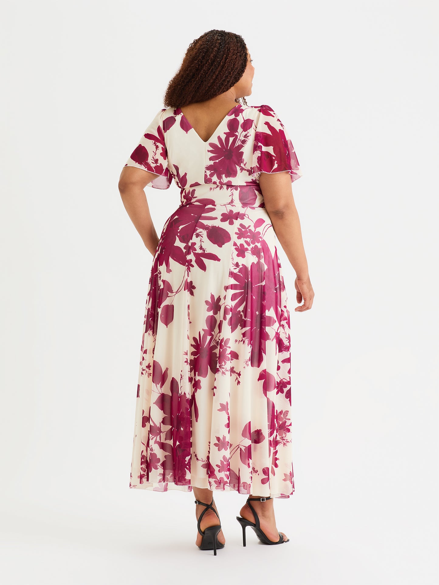 Isabelle Wine Cream Float Sleeve Maxi Dress