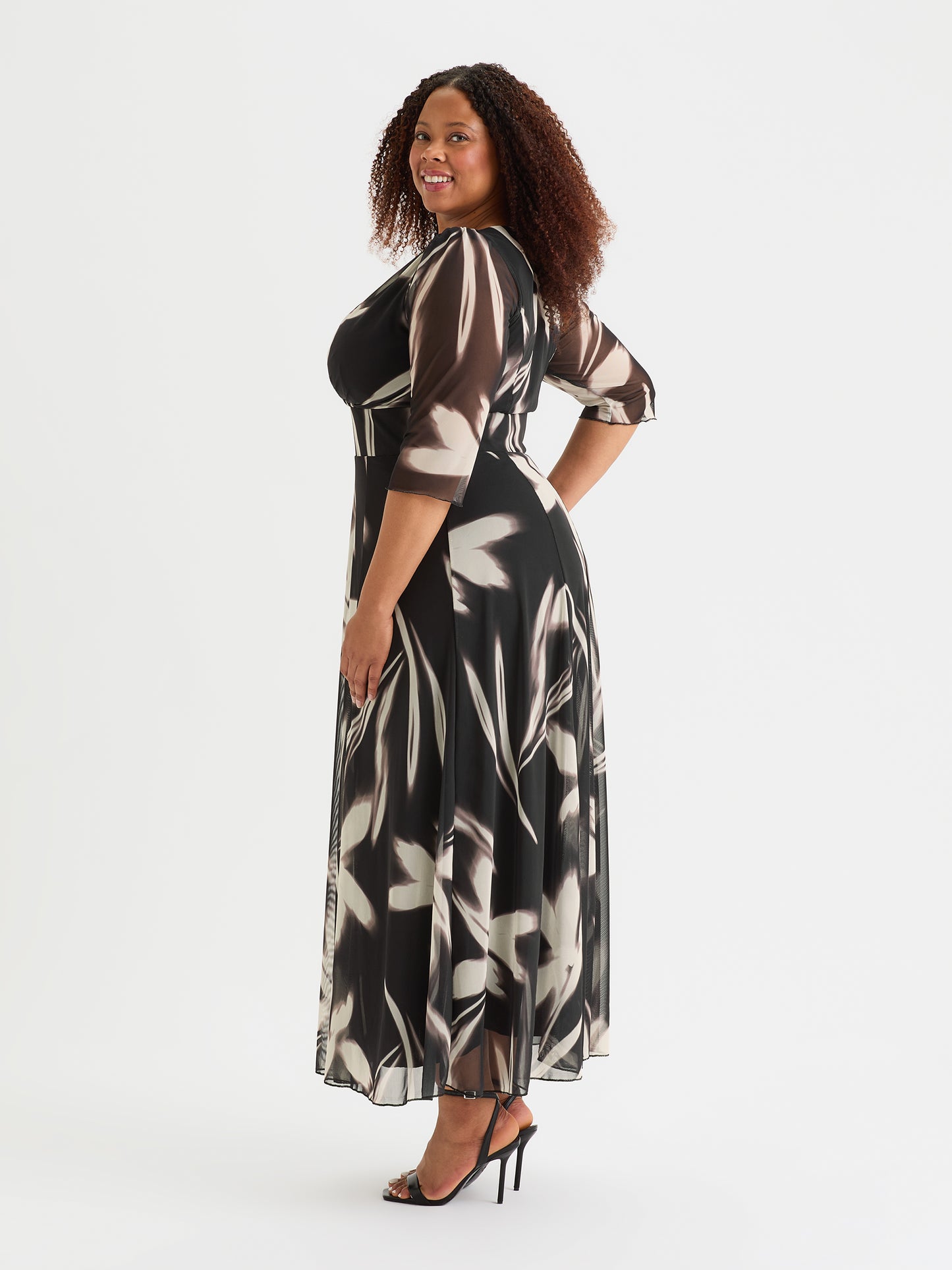 Verity Black and Cream  Print Maxi Gown