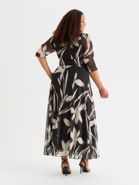 Verity Black and Cream  Print Maxi Gown