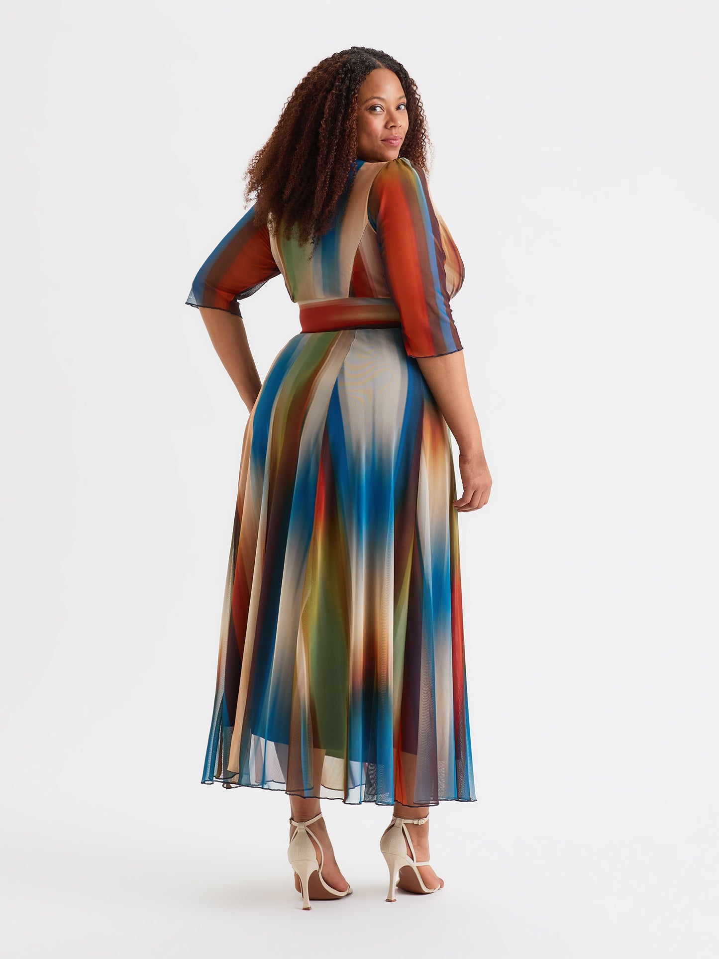 Verity Blue Rust Print Maxi Gown