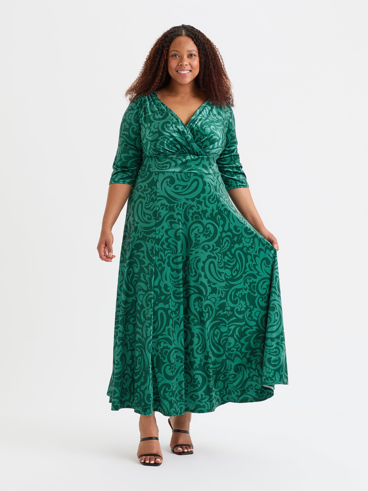 Dark green floral maxi dress best sale