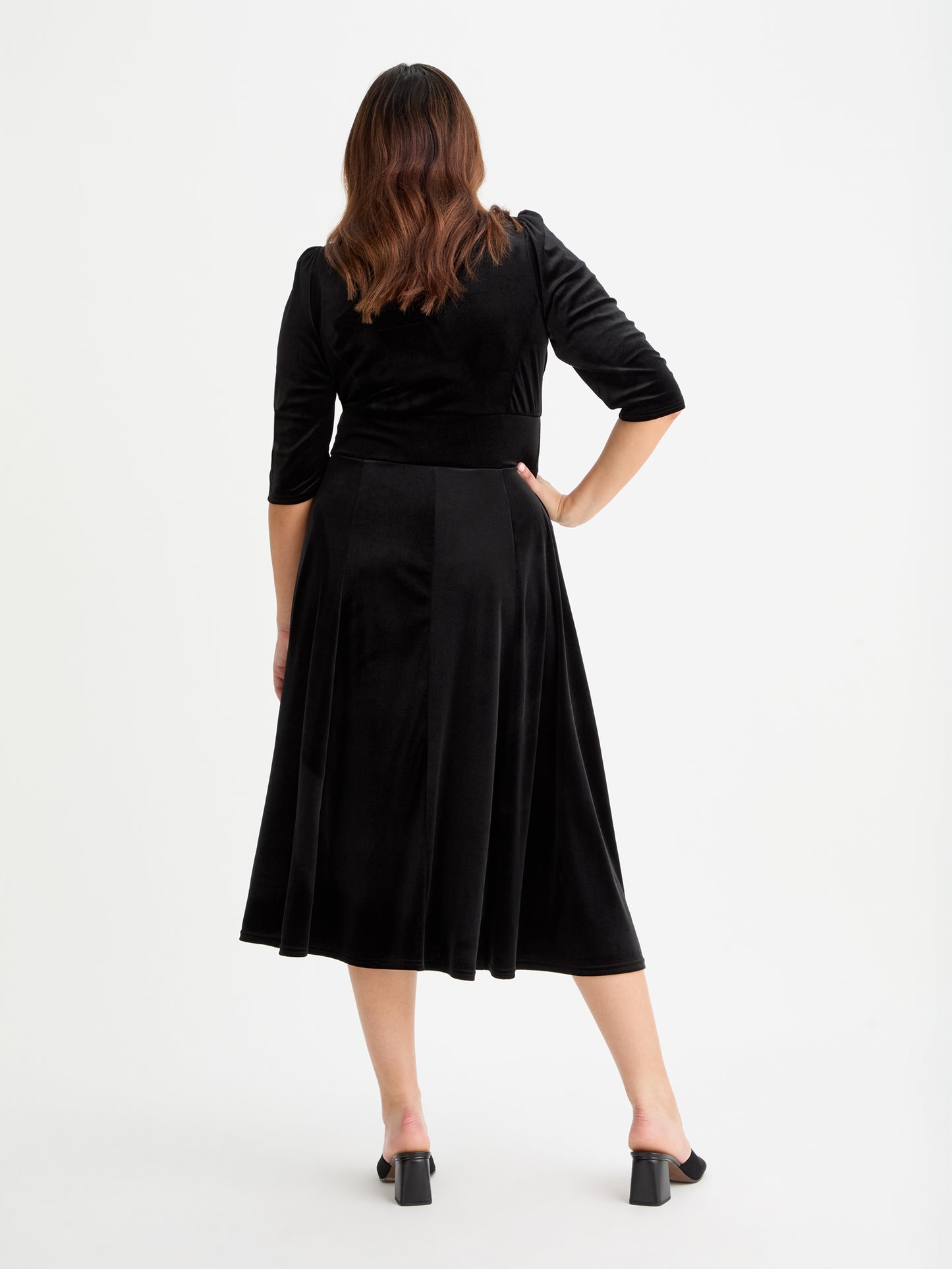 Helena Velvet Black Midi Dress