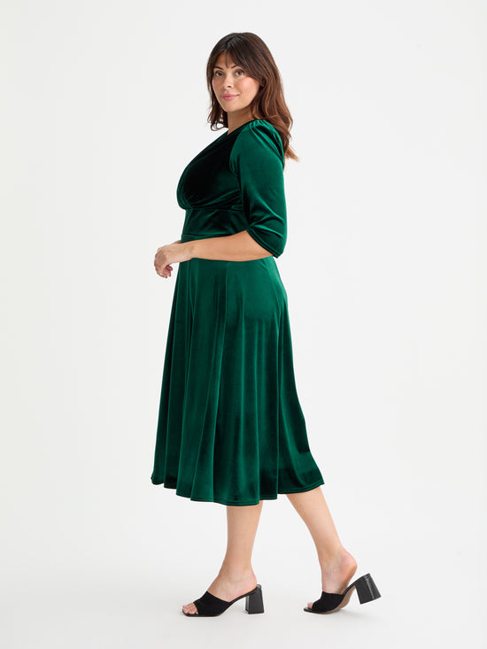 Helena Velvet Green Midi Dress