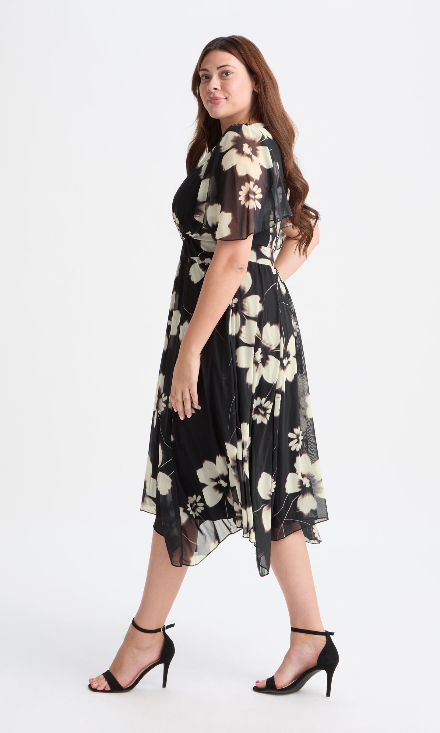 Julie Black Cream Hanky Hem Dress