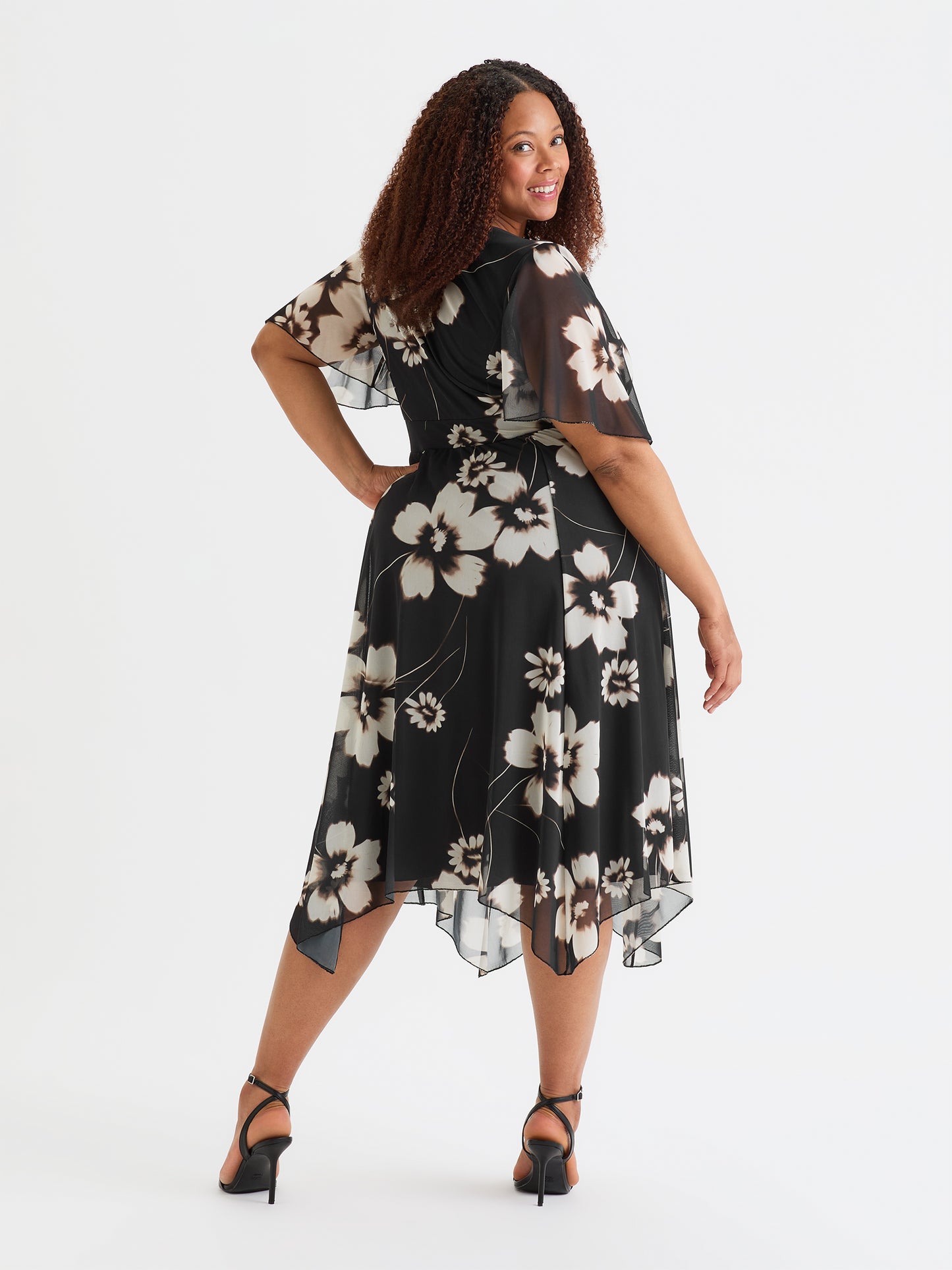 Julie Black Cream Hanky Hem Dress