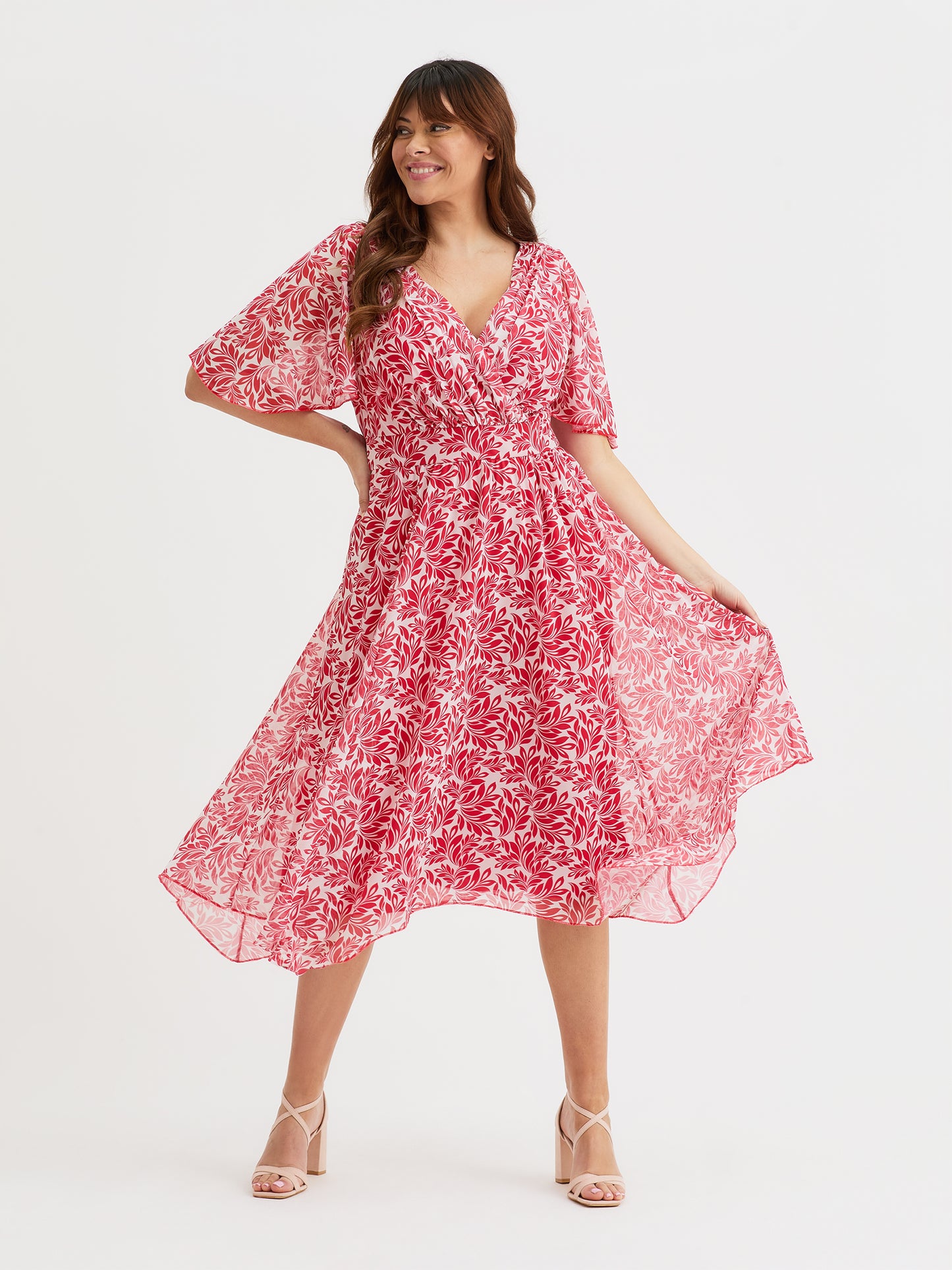 Julie Red Batique Hanky Hem Dress