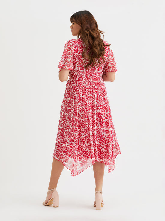 Julie Red Batique Hanky Hem Dress