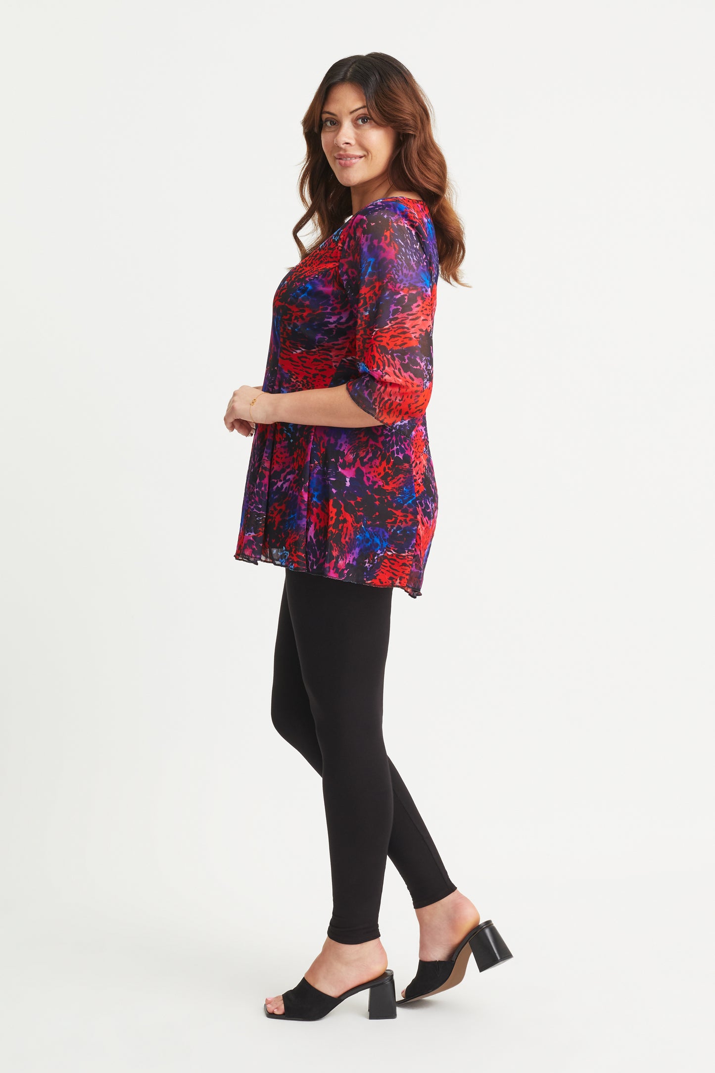 Red Blue Animal V Neck Tunic