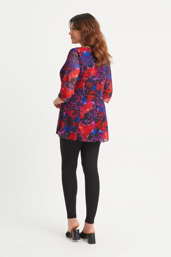 Red Blue Animal V Neck Tunic