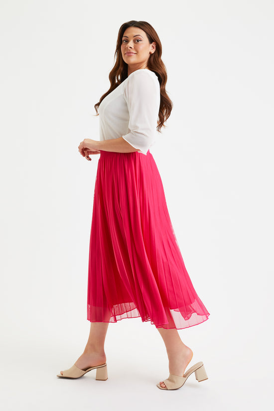 Cerise Pleated Skirt