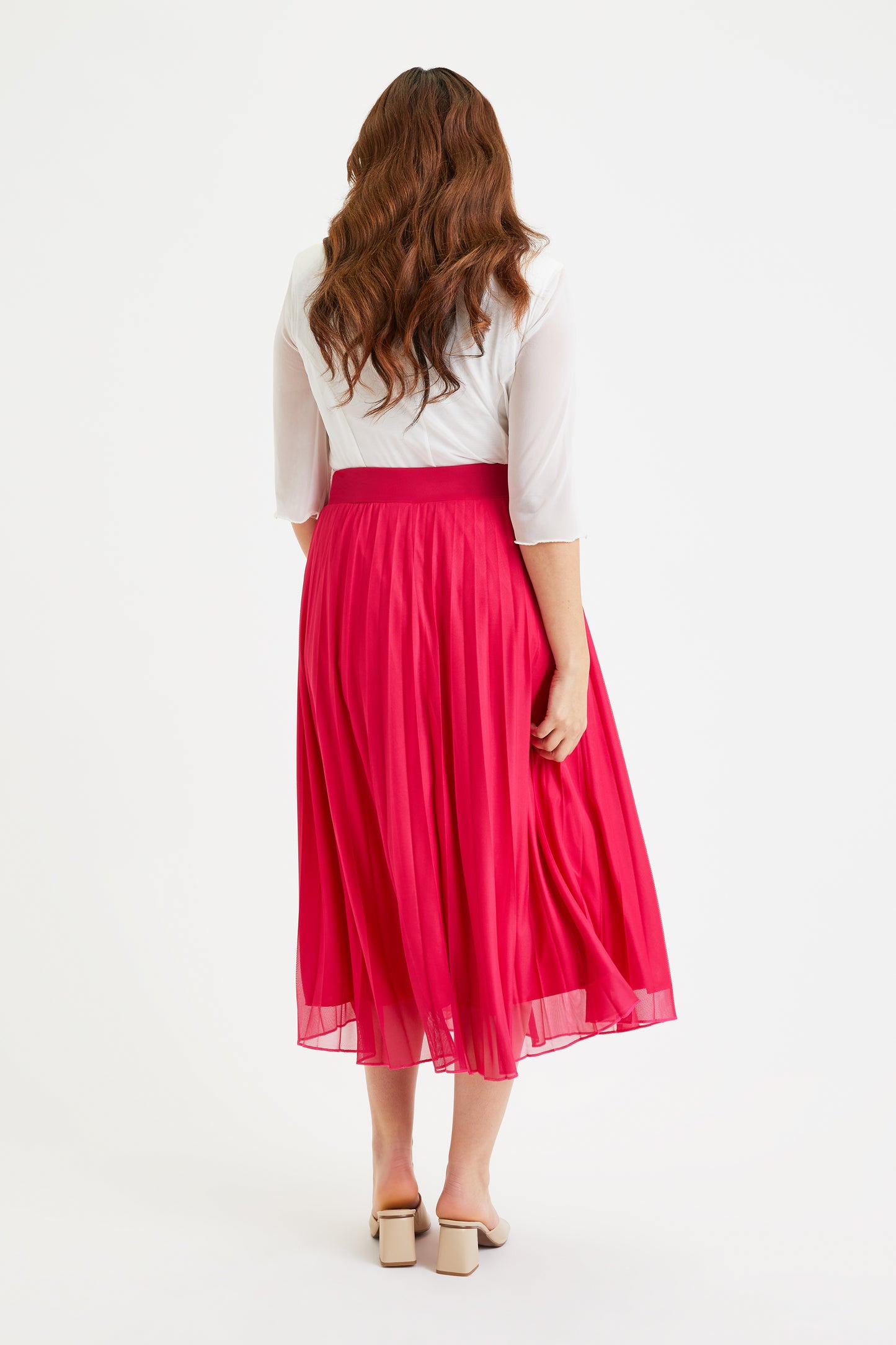 Cerise Pleated Skirt