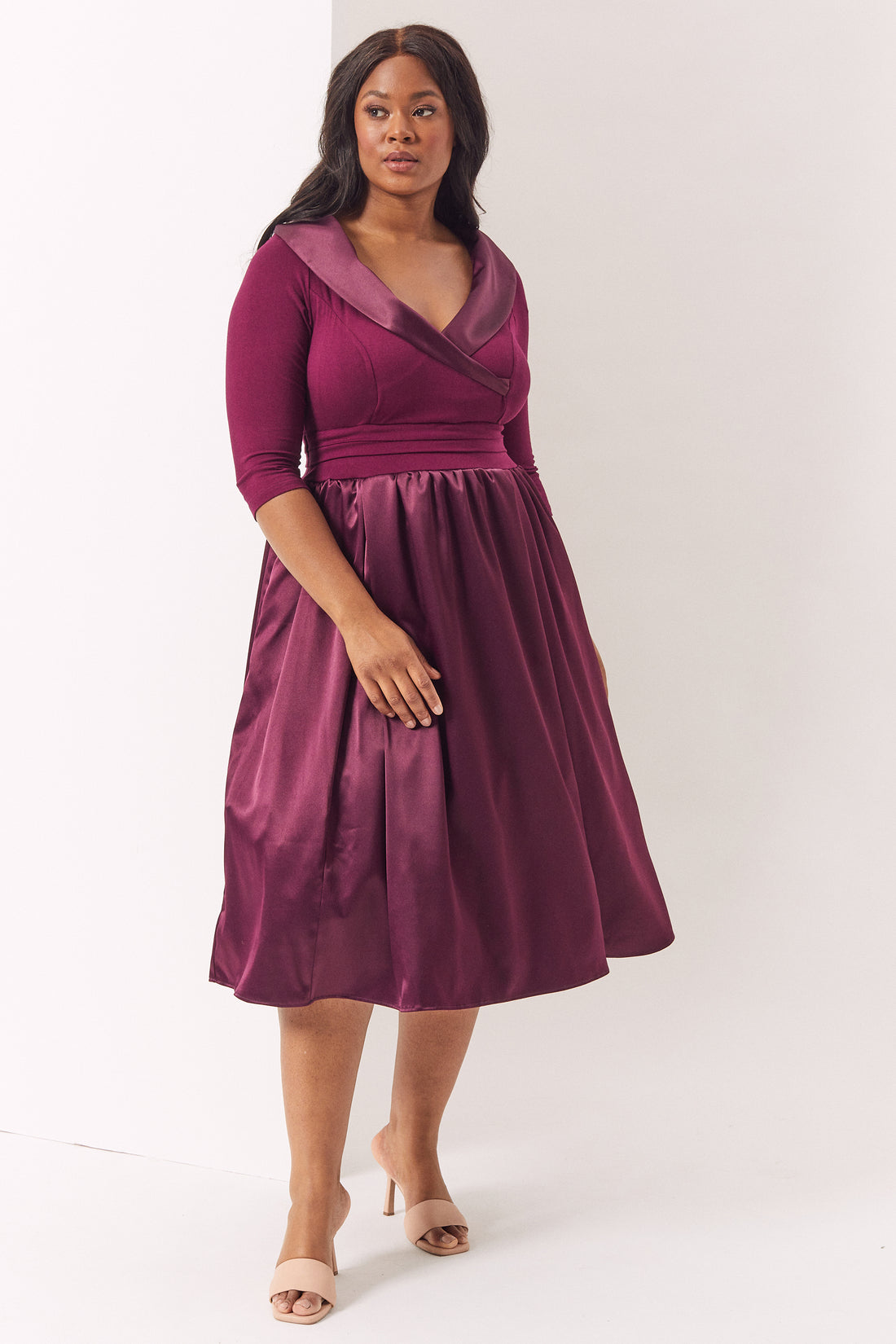 The Olivia Plum Satin Tuxedo Prom Dress – Scarlett & Jo