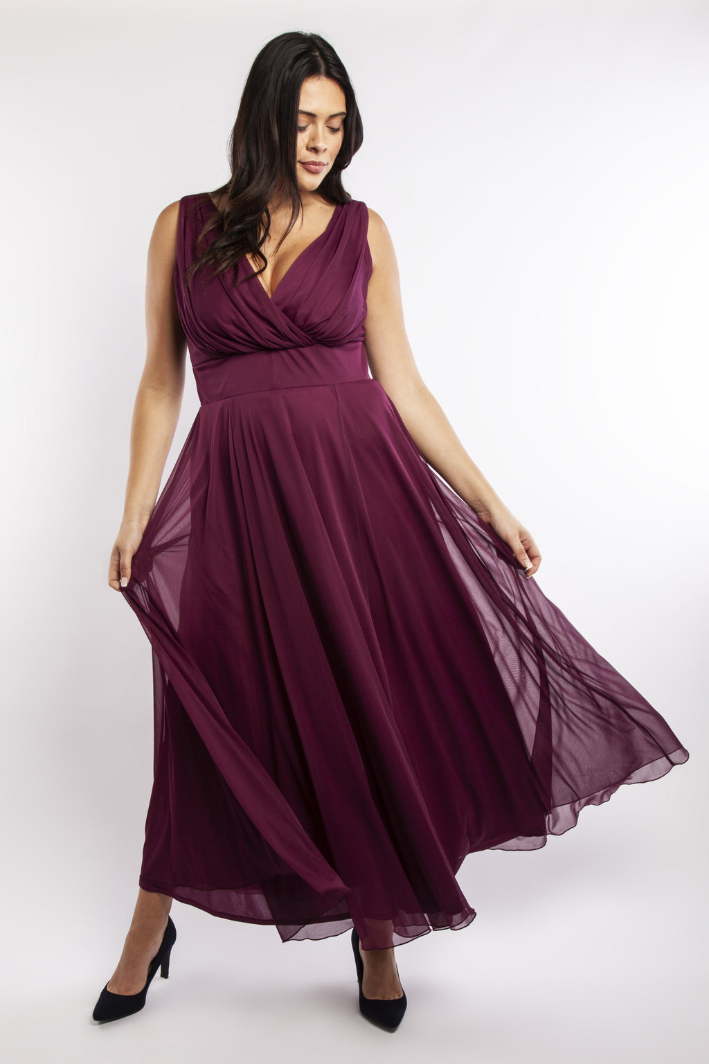 Plum tea length dress best sale